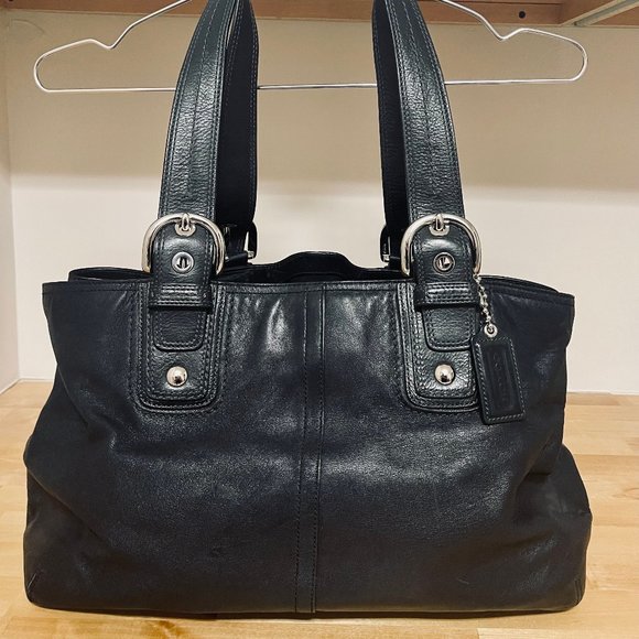 Coach Handbags - Vintage Leather COACH SOHO XL Black Carryall Tote #F13110 -- RARE